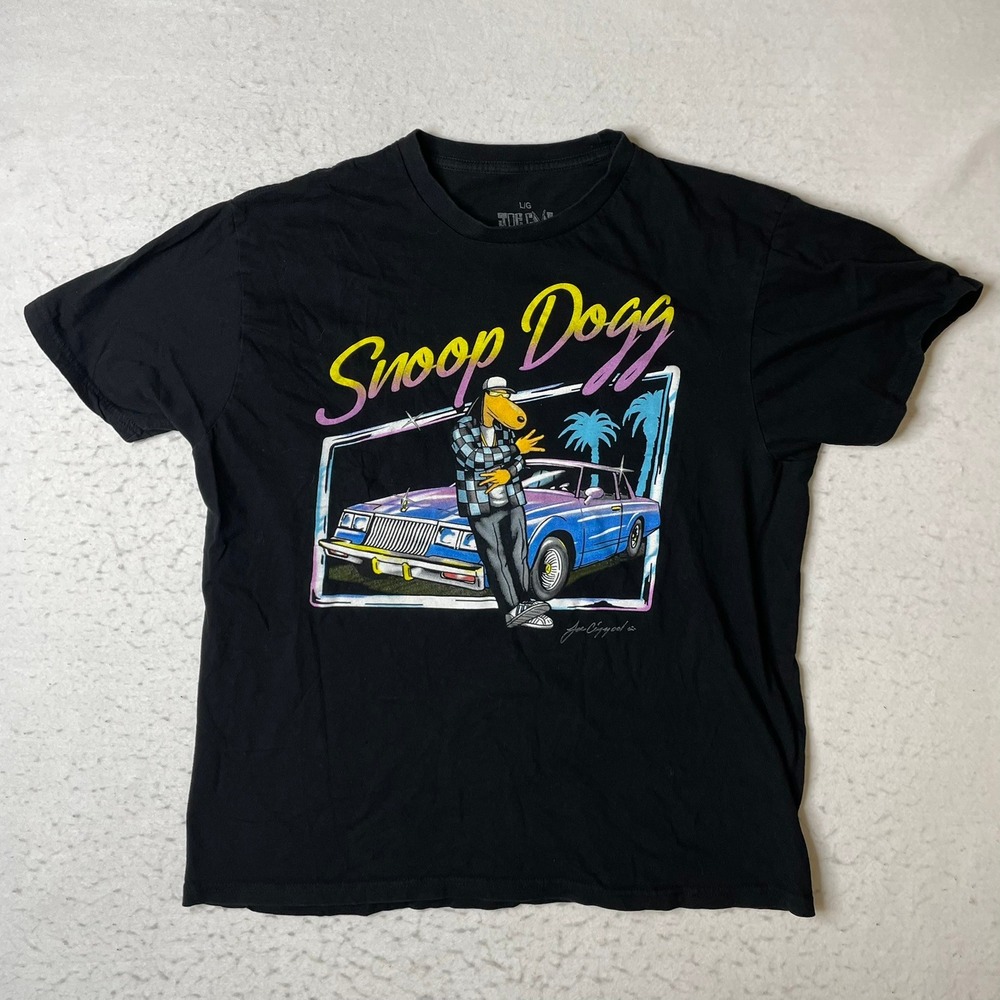Joe Cool Snoop Dogg Graphic T-Shirt Mens Large Black Short Sleeve Hip Hop